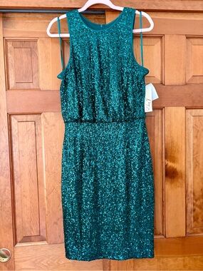 Eliza J Emerald Green Sequin Cocktail Dress 12 NWT